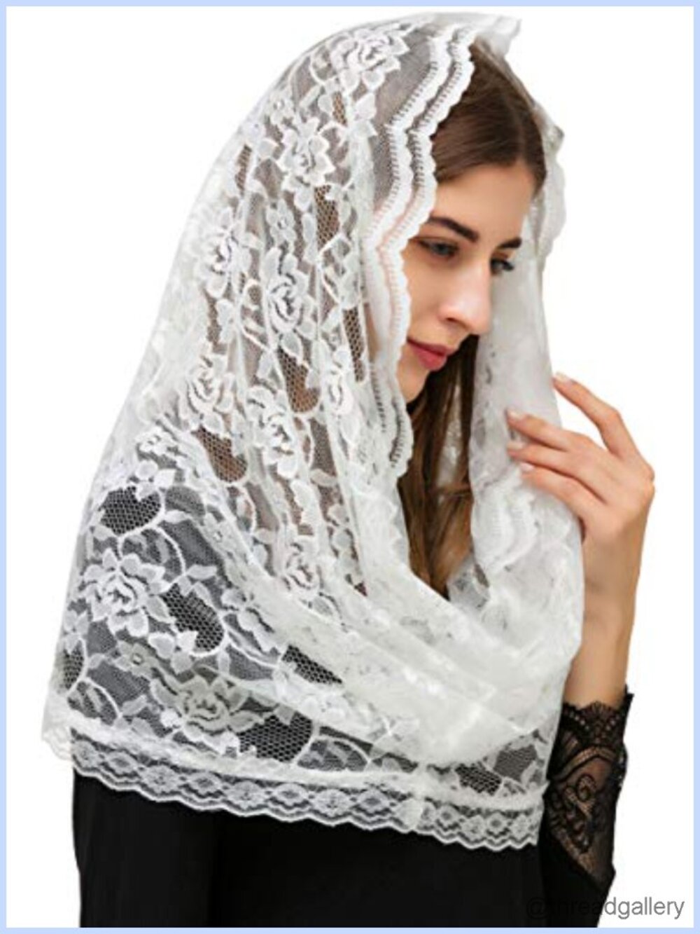Floral Lace Infinity Chapel Veil Mantilla Scarf Head Covering